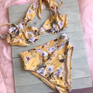 Faithfull the Brand Yellow Floral Bikini